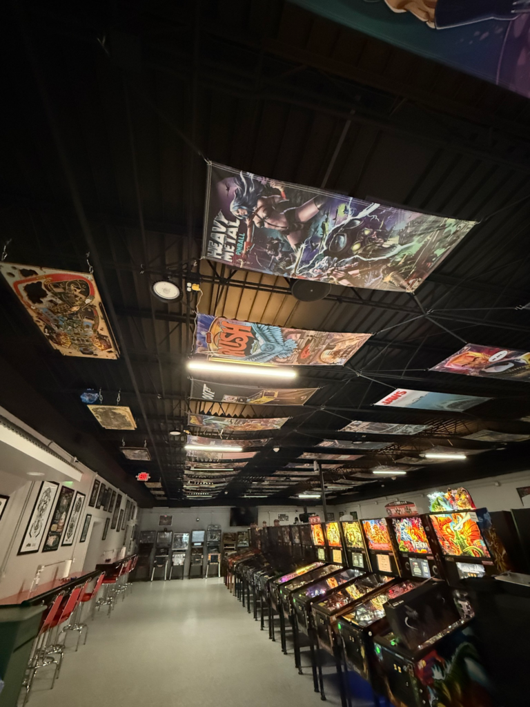 Atomic Pinball is a large facility containing over 100 pinball machines. It hosts many pinball tournaments and leagues. It is located in Wood River Illinois, about 30 minutes outside St. Louis city.